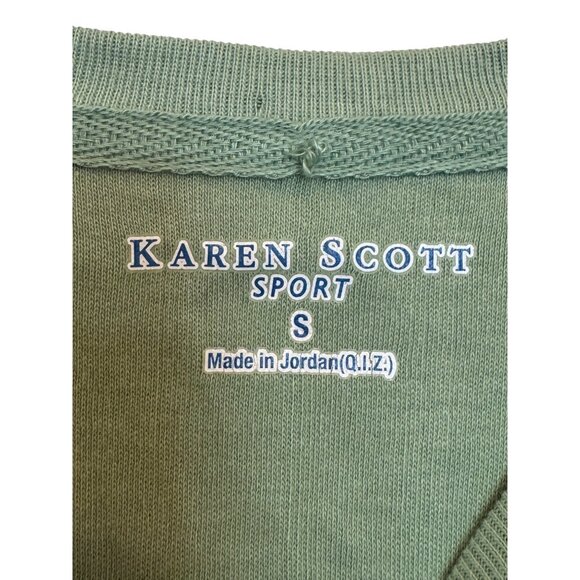 Karen Scott Sport Womens Ribbed Knit Top S Light Green 100% Cotton - Picture 3 of 5